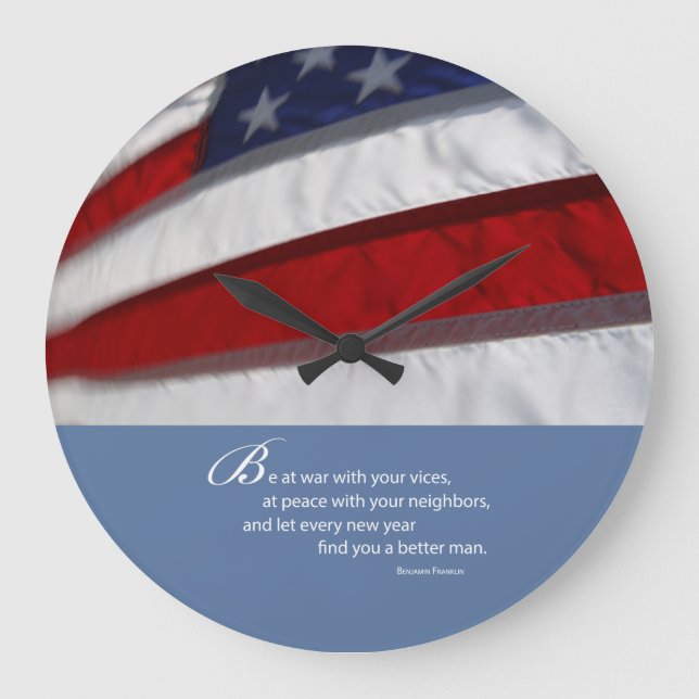 Reloj Redondo Grande Patriótico, Bandera Americana (Anverso)