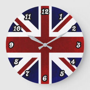 Reloj Redondo Grande Patriótico, Union Jack, Gran Bretaña, Bandera
