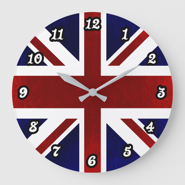 Reloj Redondo Grande Patriótico, Union Jack, Gran Bretaña, Bandera (Anverso)