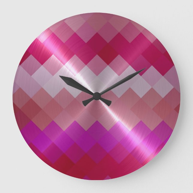 Reloj Redondo Grande Patrón 2 de cheurón de diamante Metalizado metálic (Anverso)