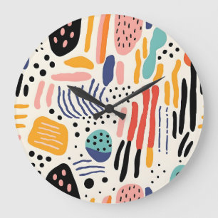 Reloj Redondo Grande Patrón abstracto de formas orgánicas de Memphis