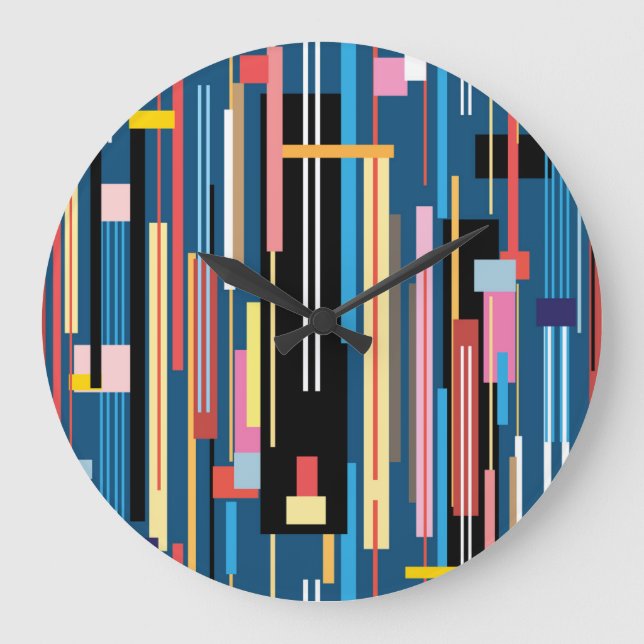 Reloj Redondo Grande Patrón abstracto de franja brillante (Anverso)