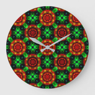 Reloj Redondo Grande Patrón abstracto elegante boho moderno floral #504