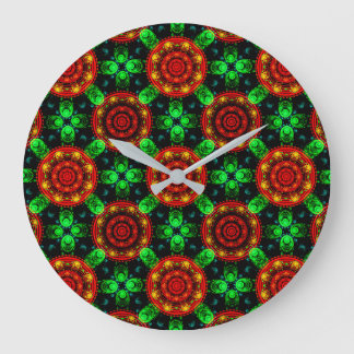 Reloj Redondo Grande Patrón abstracto elegante boho moderno floral #504