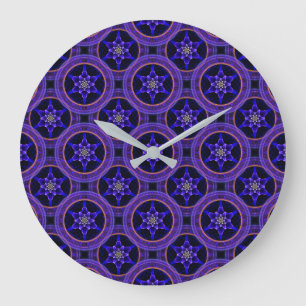 Reloj Redondo Grande Patrón abstracto floral moderno boho elegante #505