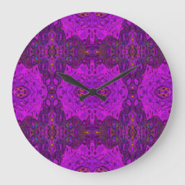 Reloj Redondo Grande Patrón abstracto magenta y negro groovy