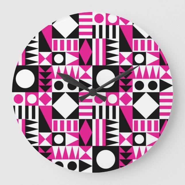 Reloj Redondo Grande Patrón abstracto moderno de mediados de siglo. (Anverso)