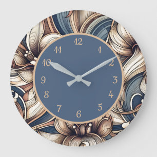 Reloj Redondo Grande Patrón Abstracto Moderno Rosa Negro de Moda