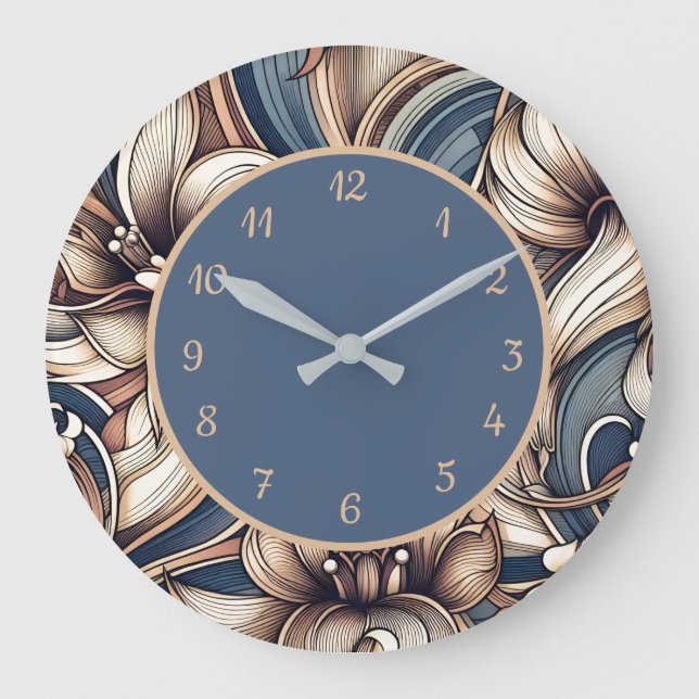 Reloj Redondo Grande Patrón Abstracto Moderno Rosa Negro de Moda (Anverso)