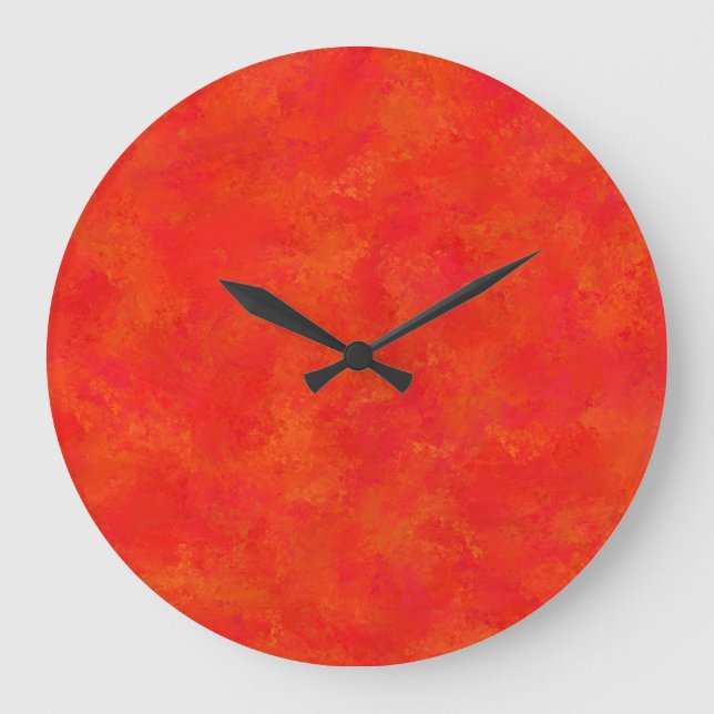Reloj Redondo Grande Patrón abstracto naranja rojo (Anverso)