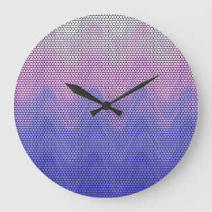 Reloj Redondo Grande Patrón abstracto púrpura rosa hexágono