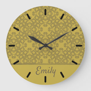 Reloj Redondo Grande Patrón amarillo mostaza personalizado