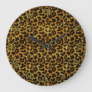 Reloj Redondo Grande Patrón animal de impresión de leopardo