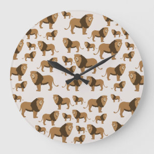 Reloj Redondo Grande Patrón animal de león de la jungla