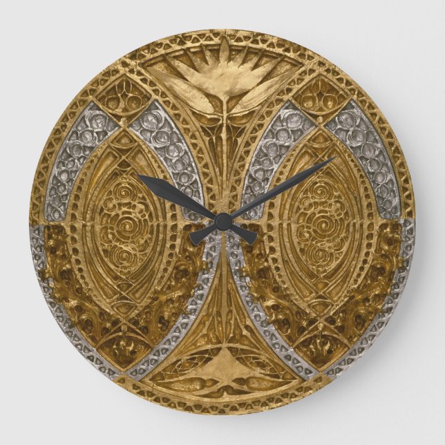 Reloj Redondo Grande Patrón Art Decó Plata Y Oro (Anverso)