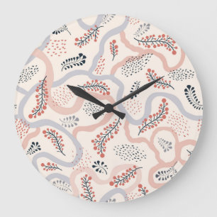 Reloj Redondo Grande Patrón artístico floral, decoración ornamental de