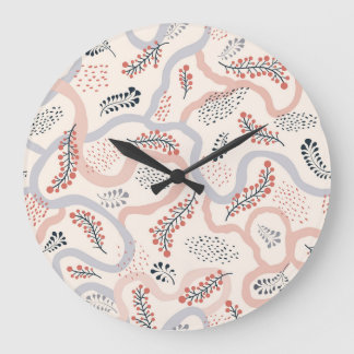 Reloj Redondo Grande Patrón artístico floral, decoración ornamental de 