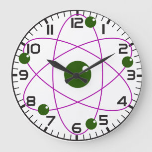 Reloj Redondo Grande Patrón atómico inusual púrpura verde