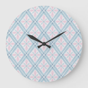 Reloj Redondo Grande patrón azul en forma de diamante