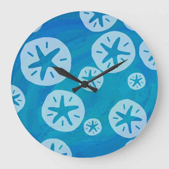 Reloj Redondo Grande Patrón blanco y azul del dólar de arena (Anverso)