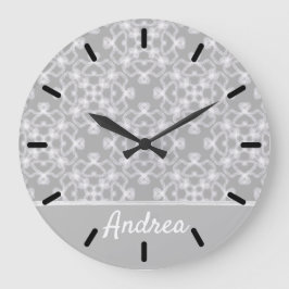 Reloj Redondo Grande Patrón blanco y gris personalizado