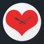 Reloj Redondo Grande Patrón cardíaco Regalo de El día de San Valentín b<br><div class="desc">¡Impreso con un lindo diseño de corazón rojo sobre fondo blanco! Personalizar como quieras.</div>