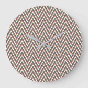 Reloj Redondo Grande Patrón Chevron Retro