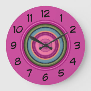 Reloj Redondo Grande Patrón circular multicolor rosado caliente