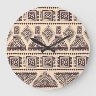 Reloj Redondo Grande Patrón comercial tribal, étnico, vintage