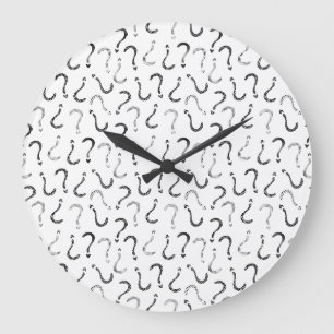 Reloj Redondo Grande Patrón continuo de interrogación negro
