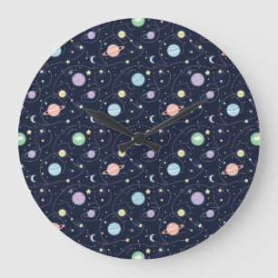 Reloj Redondo Grande Patrón continuo de planetas del sistema solar