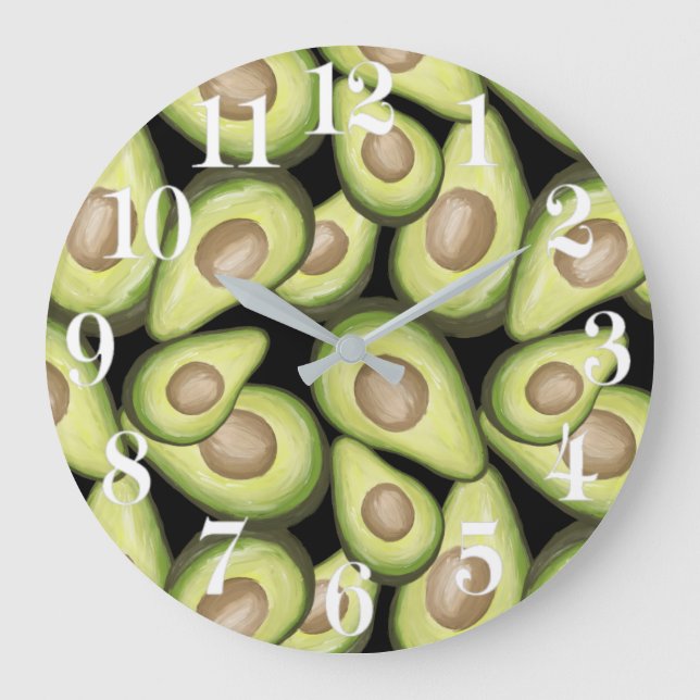Reloj Redondo Grande Patrón de aguacate vegan de corte fresco Gourmet (Anverso)