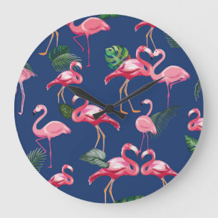 Reloj Redondo Grande Patrón de amor de flamencos 2