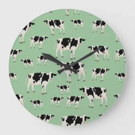 Reloj Redondo Grande Patrón de animales de granja de vacas 