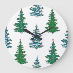 Reloj Redondo Grande patrón de árbol de Navidad
