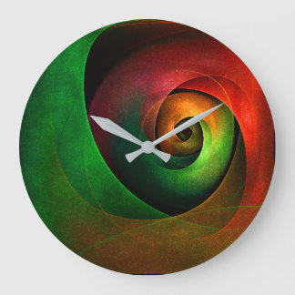 Reloj Redondo Grande Patrón de arte abstracto moderno de floración verd