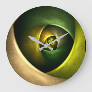 Reloj Redondo Grande Patrón De Arte Abstracto Verde Floral Moderno De S