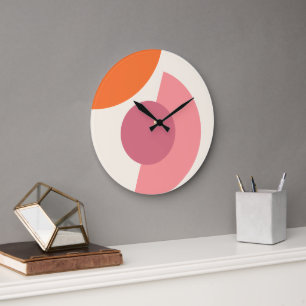 Reloj Redondo Grande Patrón de arte de mosaico de círculos geométricos 