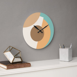 Reloj Redondo Grande Patrón de arte de mosaico de círculos geométricos