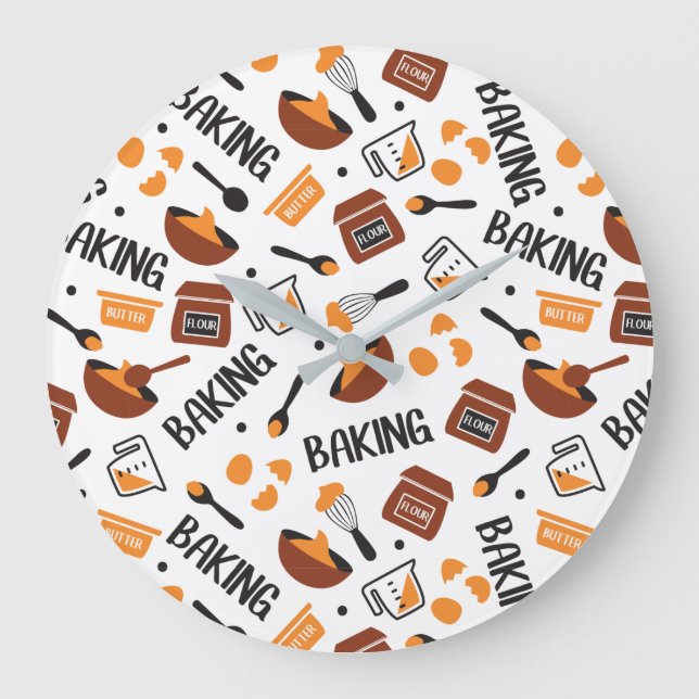 Reloj Redondo Grande Patrón de arte dulce de hormigón (Anverso)