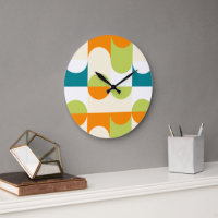 Patrón de Arte Retro Naranja Verde Lima Azul Turqu