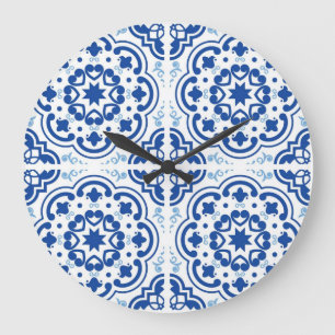 Reloj Redondo Grande Patrón de azulejos de cerámica
