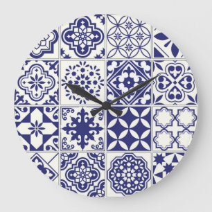 Reloj Redondo Grande Patrón de azulejos de cerámica