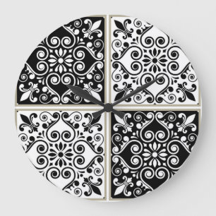 Reloj Redondo Grande Patrón de azulejos de cerámica