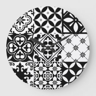 Reloj Redondo Grande Patrón de azulejos de cerámica