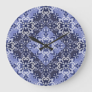 Reloj Redondo Grande Patrón de azulejos de cerámica