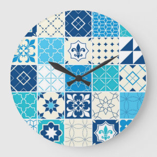 Reloj Redondo Grande Patrón de azulejos de cerámica