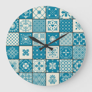 Reloj Redondo Grande Patrón de azulejos de cerámica