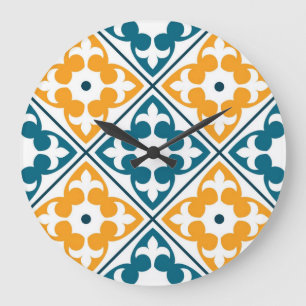 Reloj Redondo Grande Patrón de azulejos de cerámica