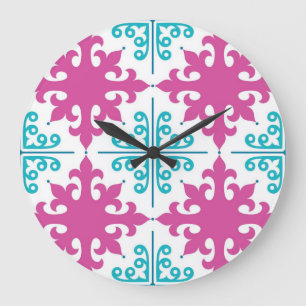 Reloj Redondo Grande Patrón de azulejos de cerámica